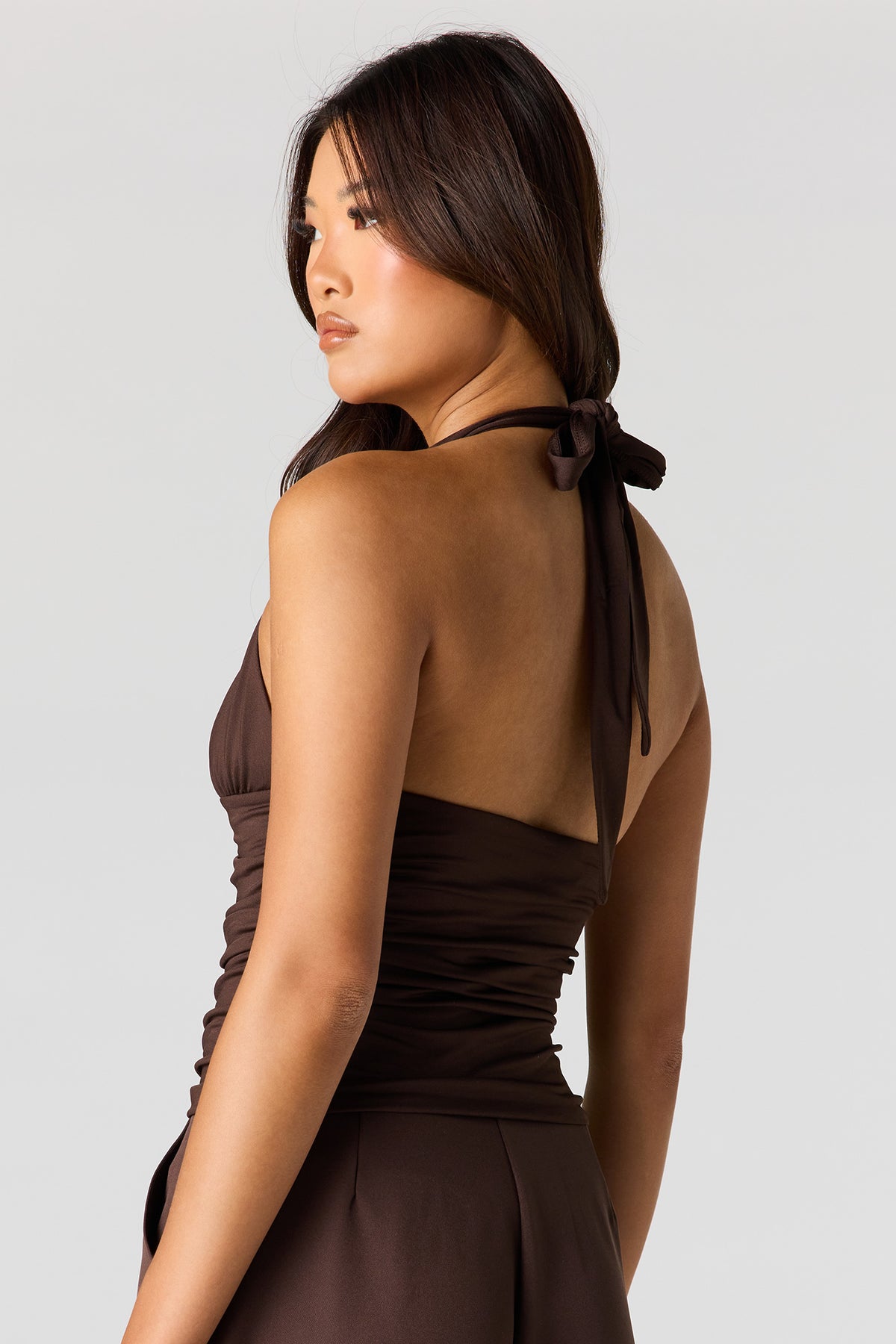 Alt View 2. Contour Halter Top - Brown