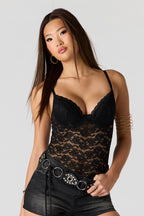 Braless Floral Lace Bodysuit