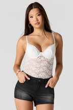 Braless Floral Lace Bodysuit