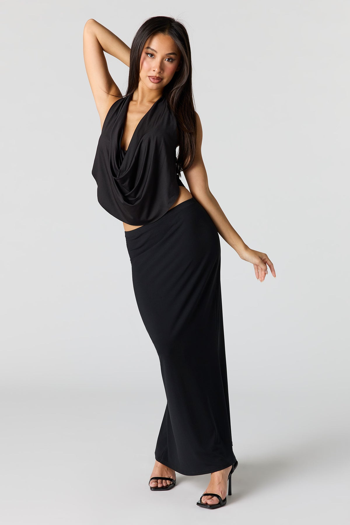 Alt View 3. Cowl Neck Top - Black