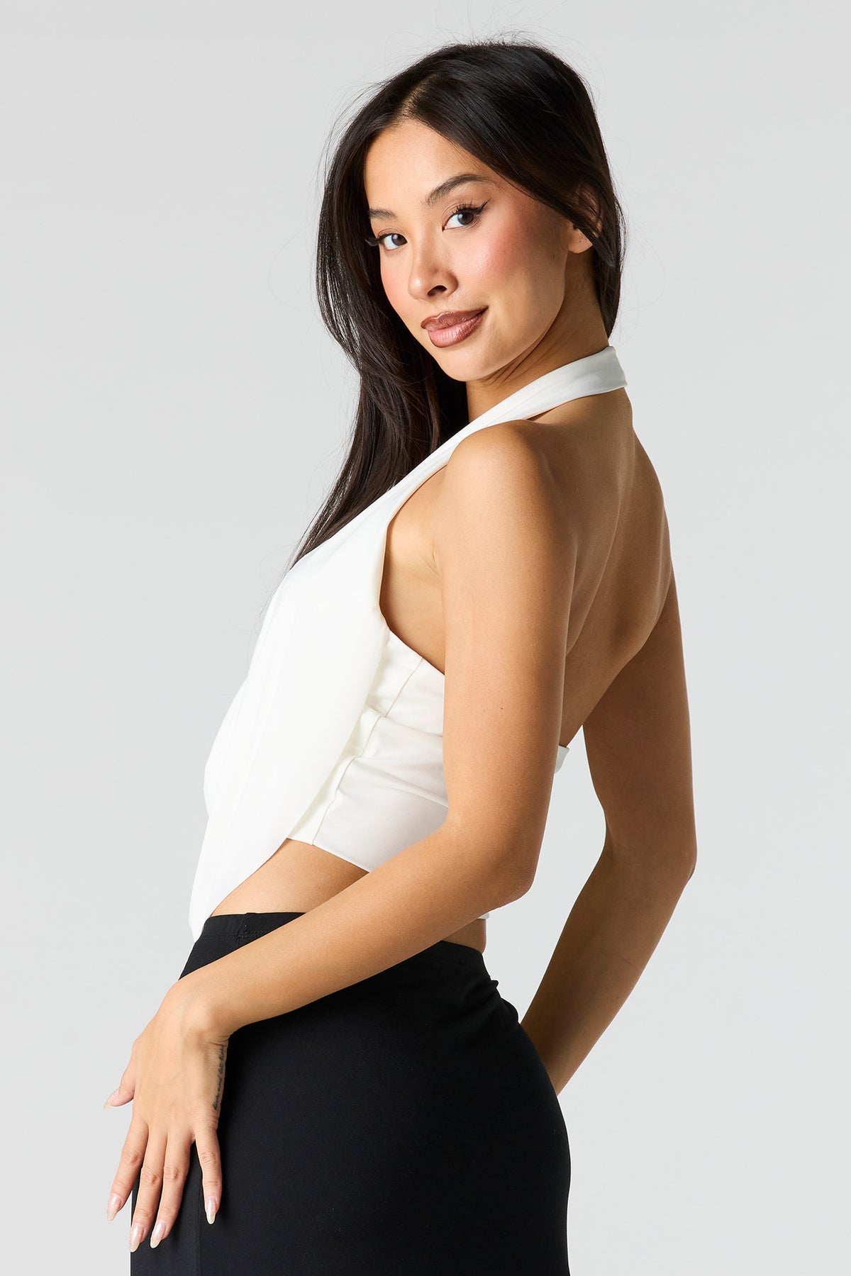 Alt View 2. Cowl Neck Top - White