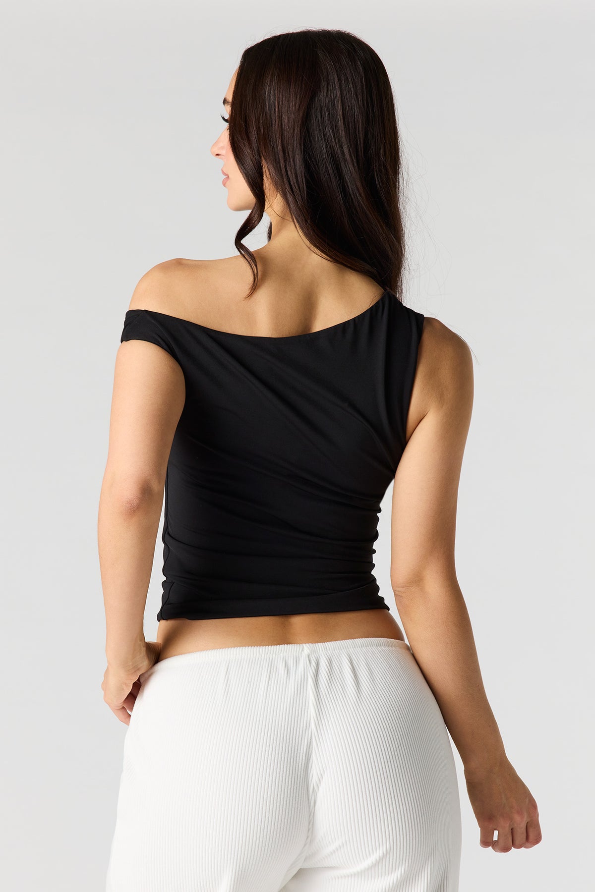 Alt View 2. Ruched Twist Strap Tank - Black