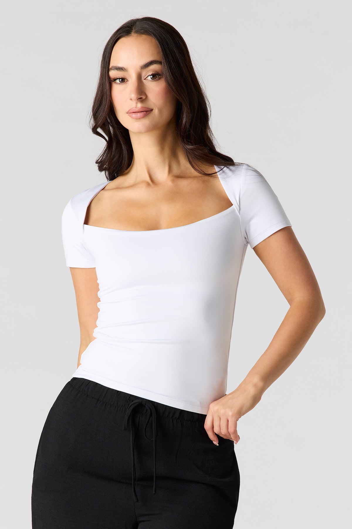 Contour Scoop Neck T-Shirt - White