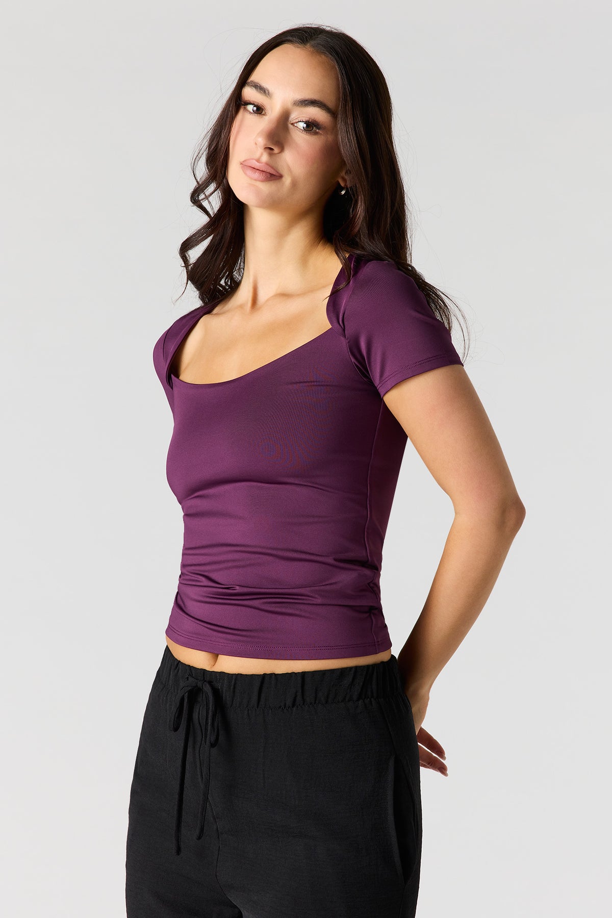 Contour Scoop Neck T-Shirt - Plum