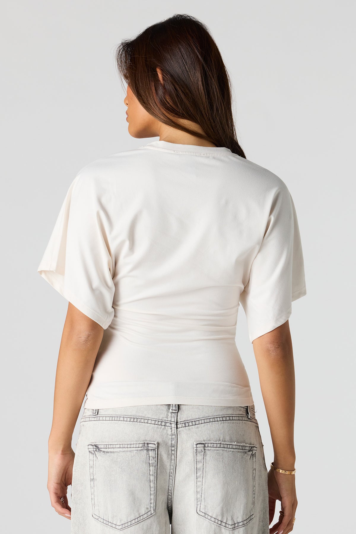 Alt View 2. Contour Cinched Short Sleeve Top - White