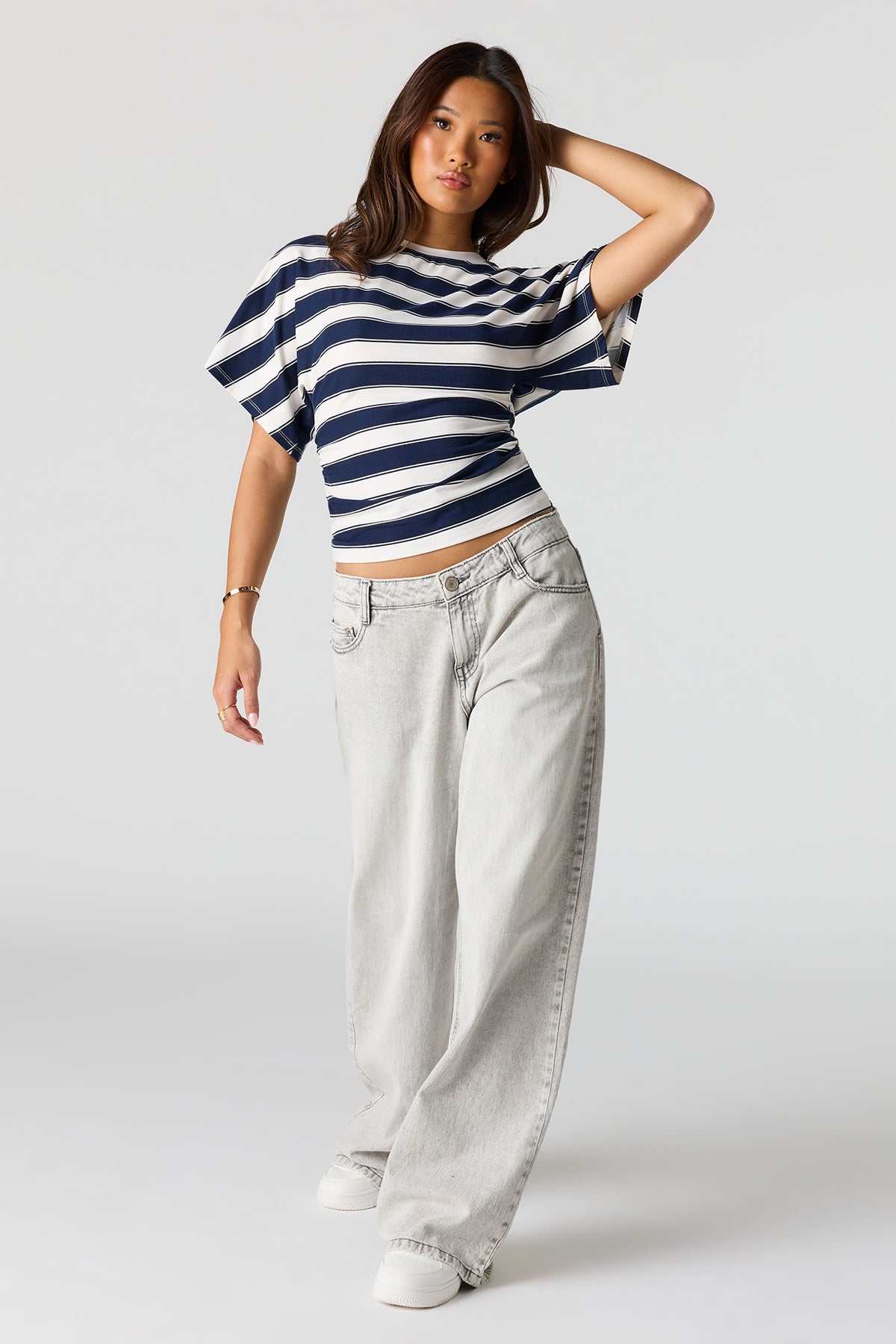 Alt View 3. Contour Cinched Short Sleeve Top - Dark Blue