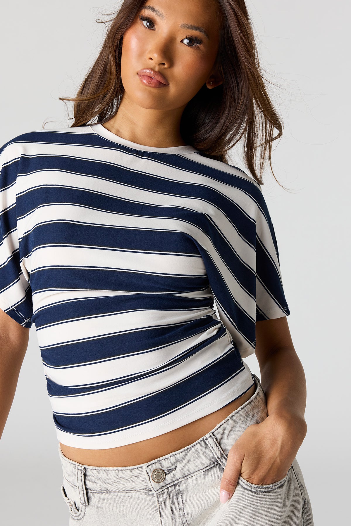Alt View 4. Contour Cinched Short Sleeve Top - Dark Blue
