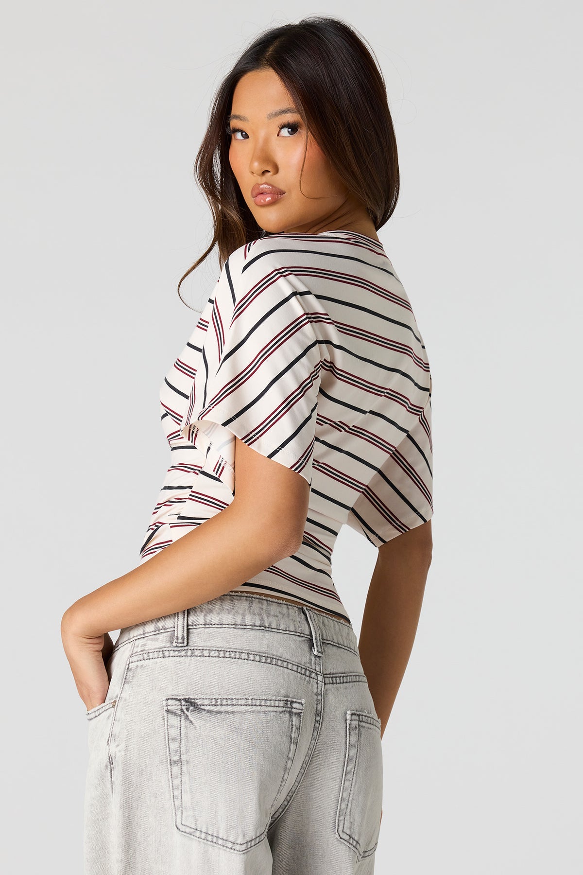 Alt View 2. Contour Cinched Short Sleeve Top - Ivory