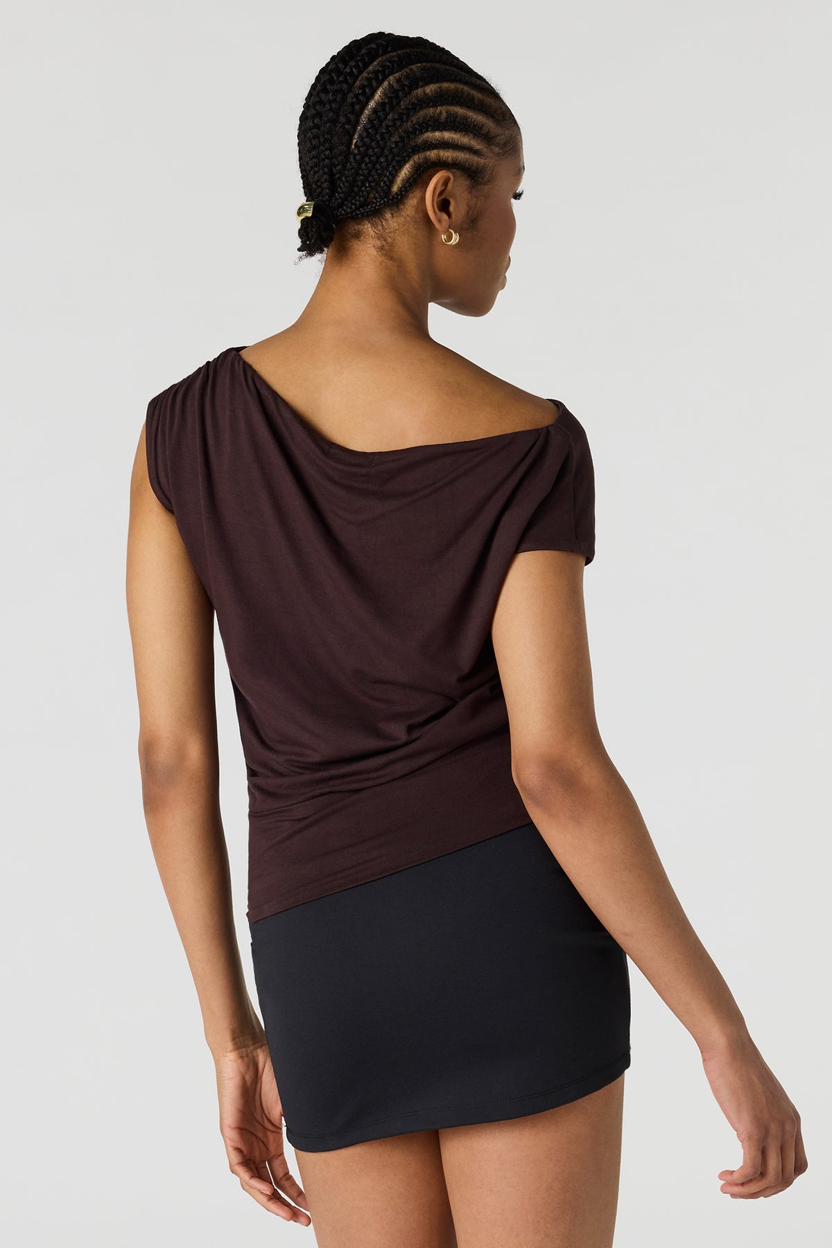 Alt View 2. Off Shoulder Top - Brown