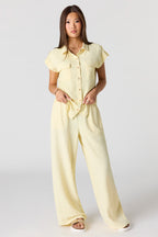 Pantalon texturé à jambe large