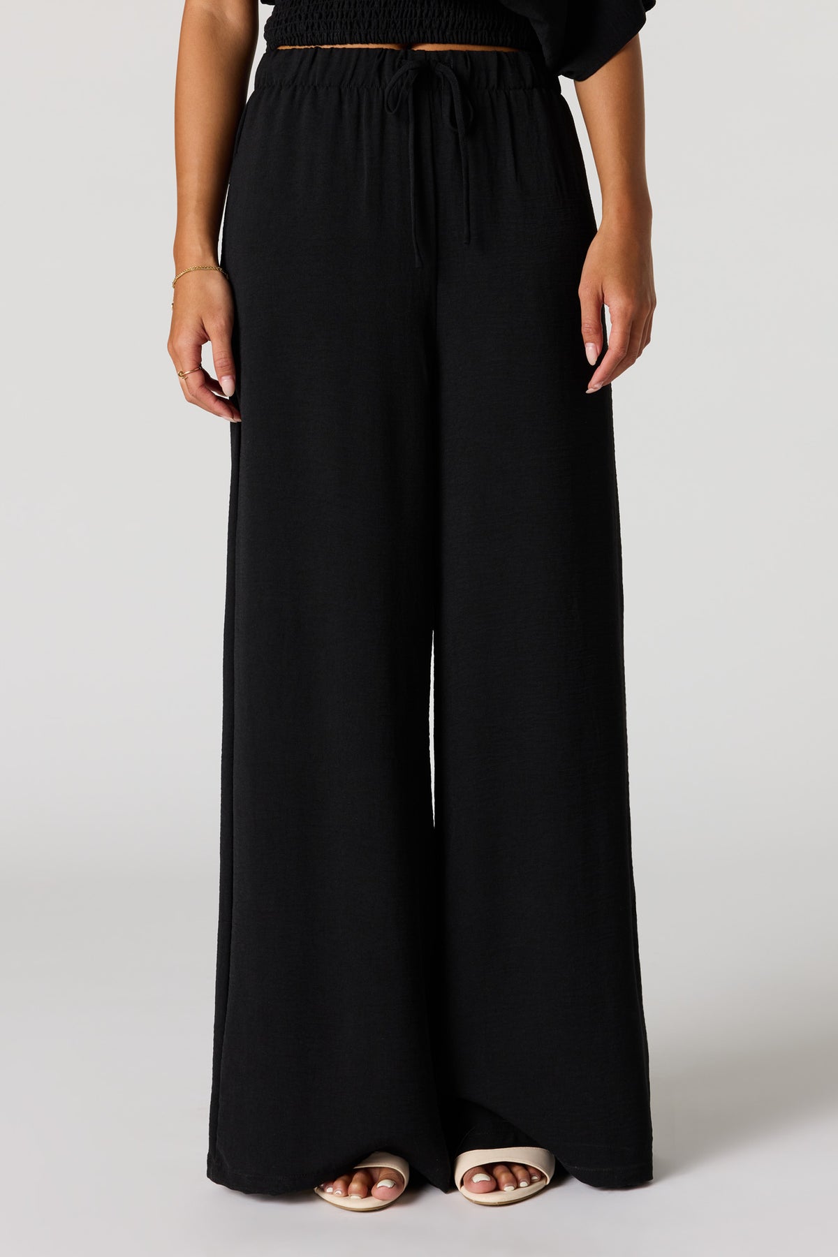 Alt View 2. Wide Leg Drawstring Pant - Black