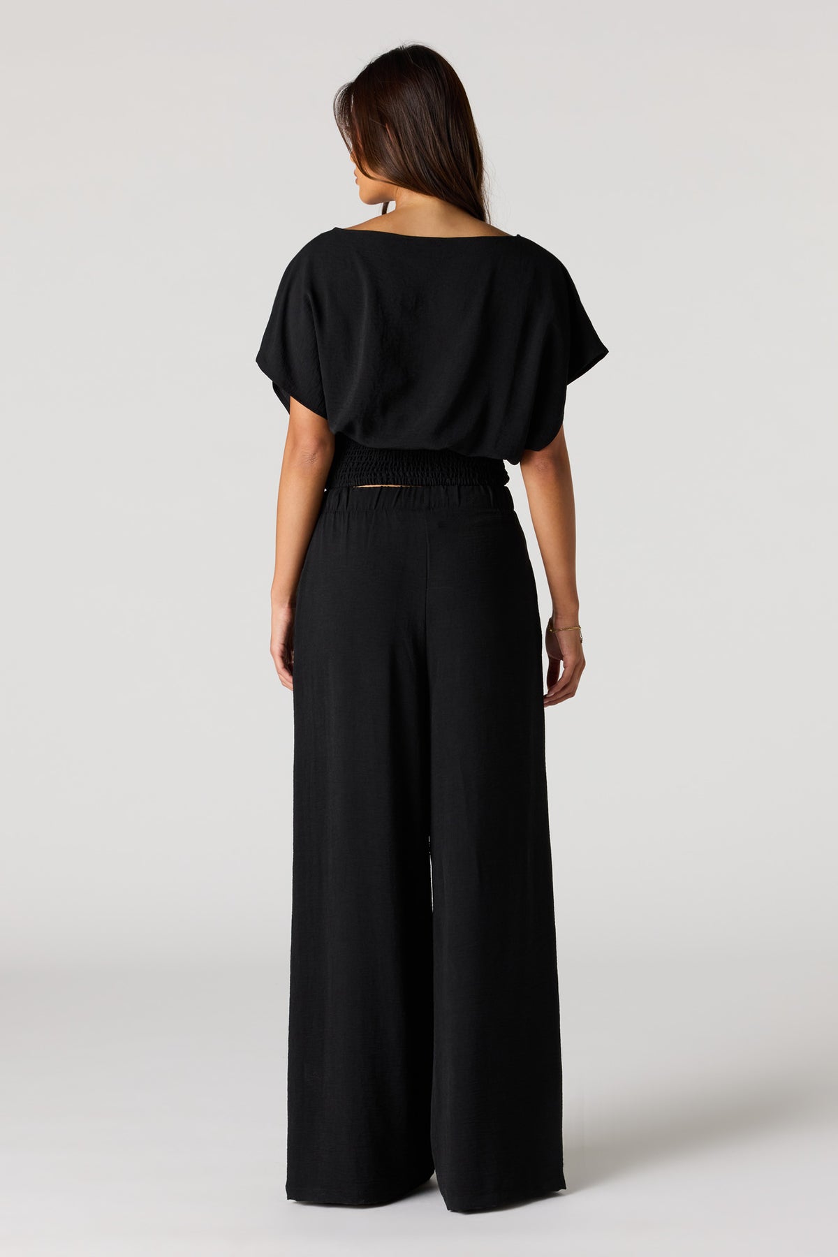 Alt View 3. Wide Leg Drawstring Pant - Black