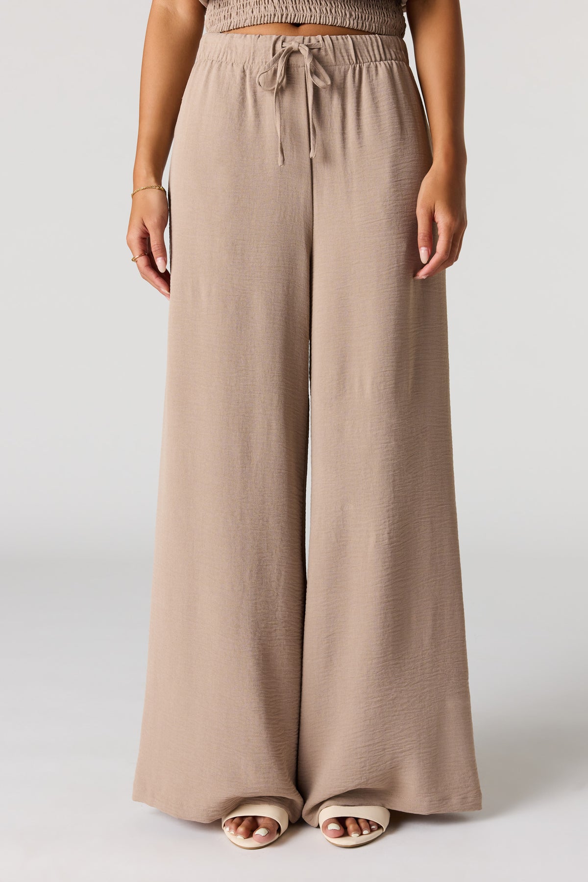 Alt View 2. Wide Leg Drawstring Pant - Cream