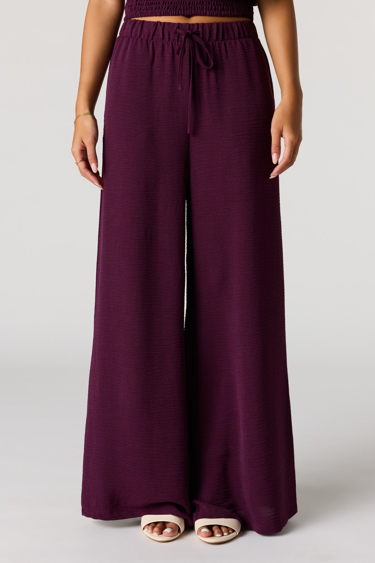 Alt View 2. Wide Leg Drawstring Pant - Eggplant