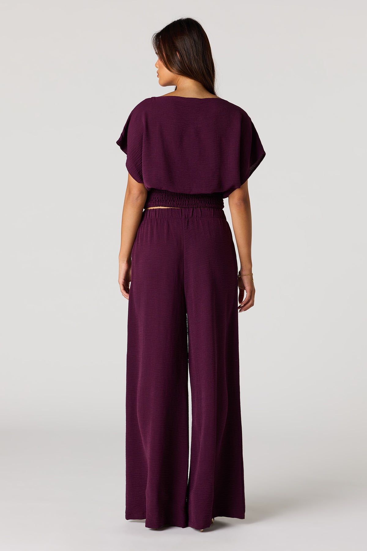 Alt View 3. Wide Leg Drawstring Pant - Eggplant
