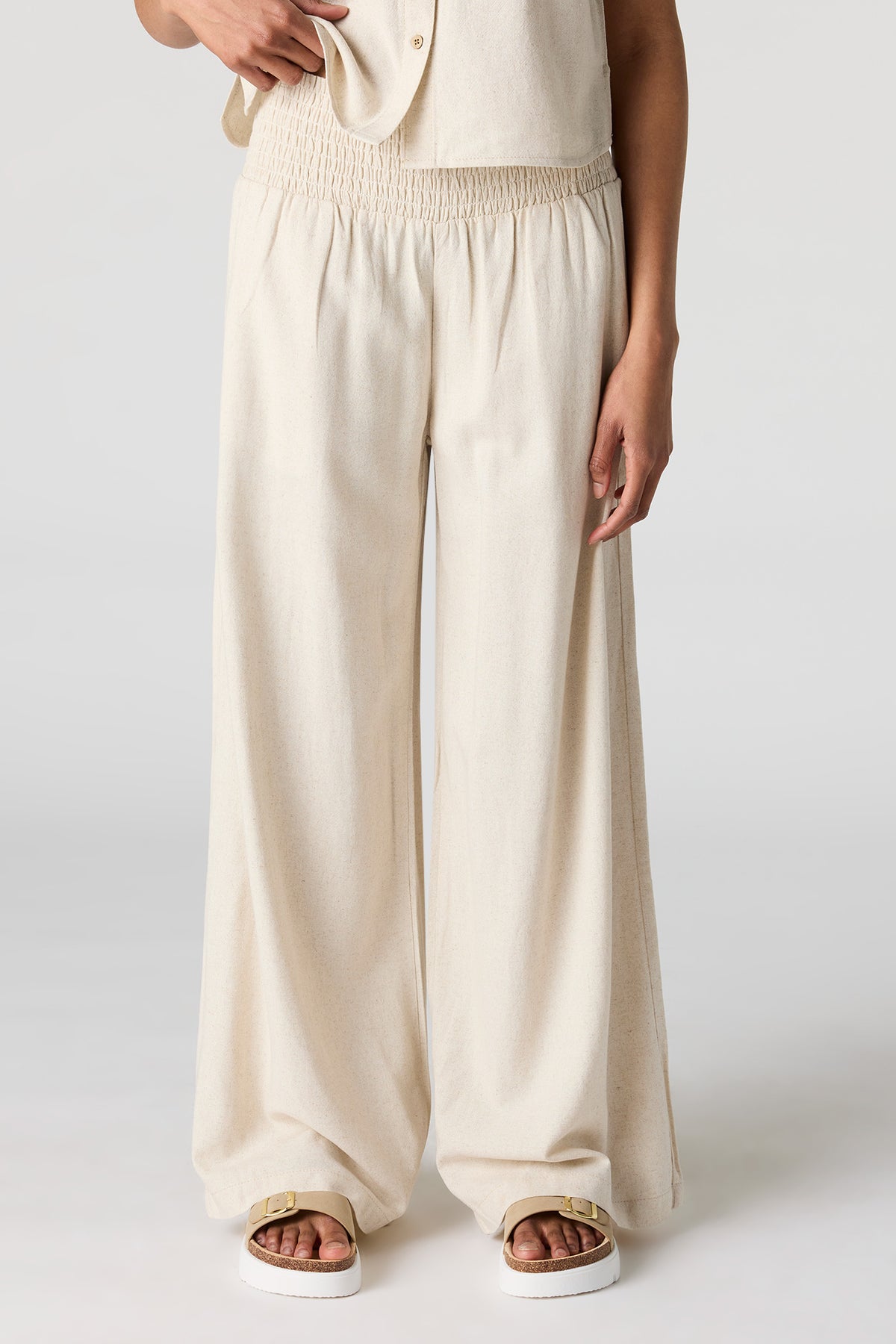 Alt View 2. Linen-Blend Wide Leg Pant - Natural
