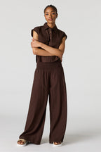 Linen-Blend Wide Leg Pant