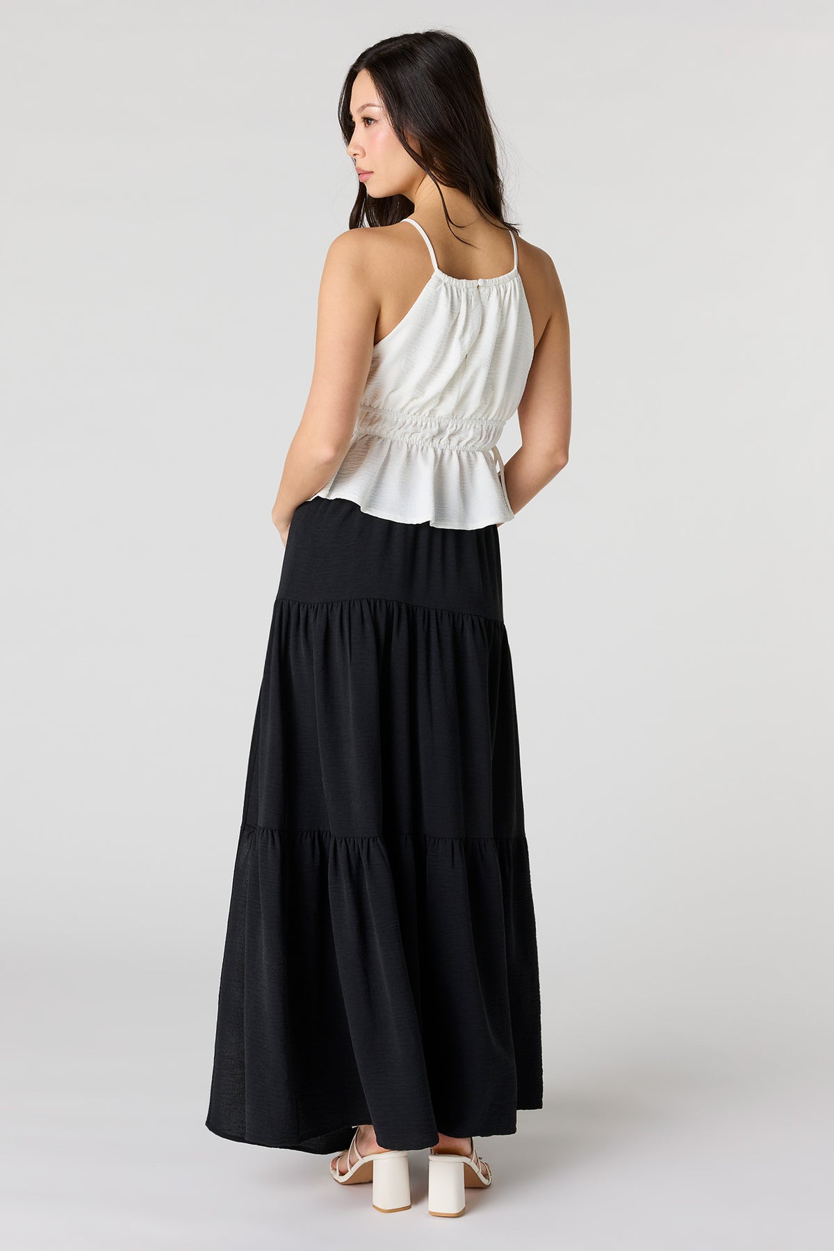 Alt View 3. Tiered Slit Maxi Skirt - Black
