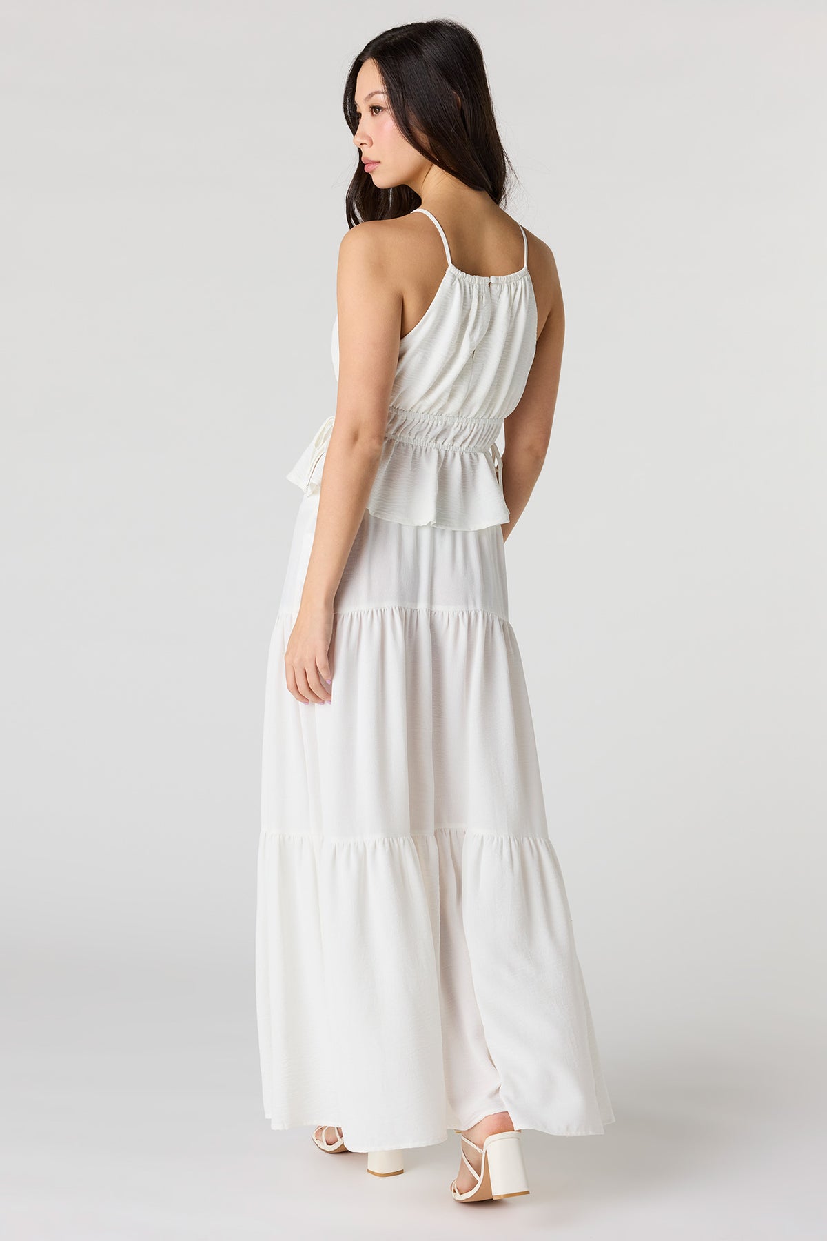 Alt View 3. Tiered Slit Maxi Skirt - White