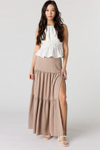 Tiered Slit Maxi Skirt