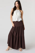 Tiered Slit Maxi Skirt