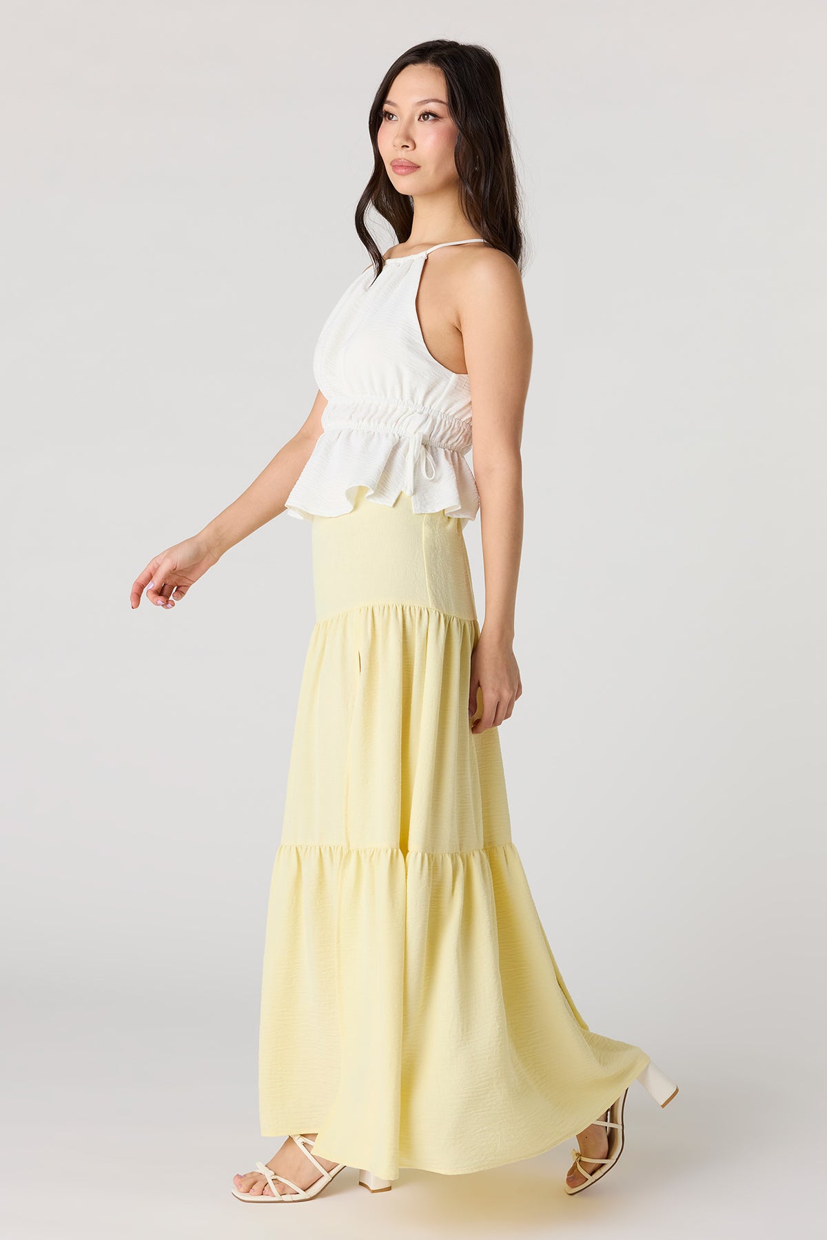Alt View 2. Tiered Slit Maxi Skirt - Yellow