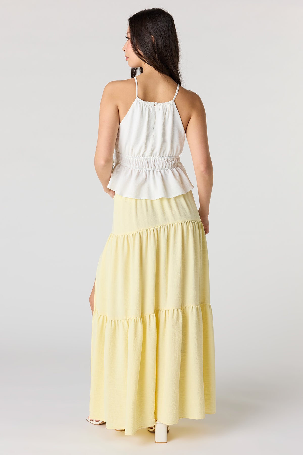 Alt View 3. Tiered Slit Maxi Skirt - Yellow