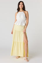 Tiered Slit Maxi Skirt