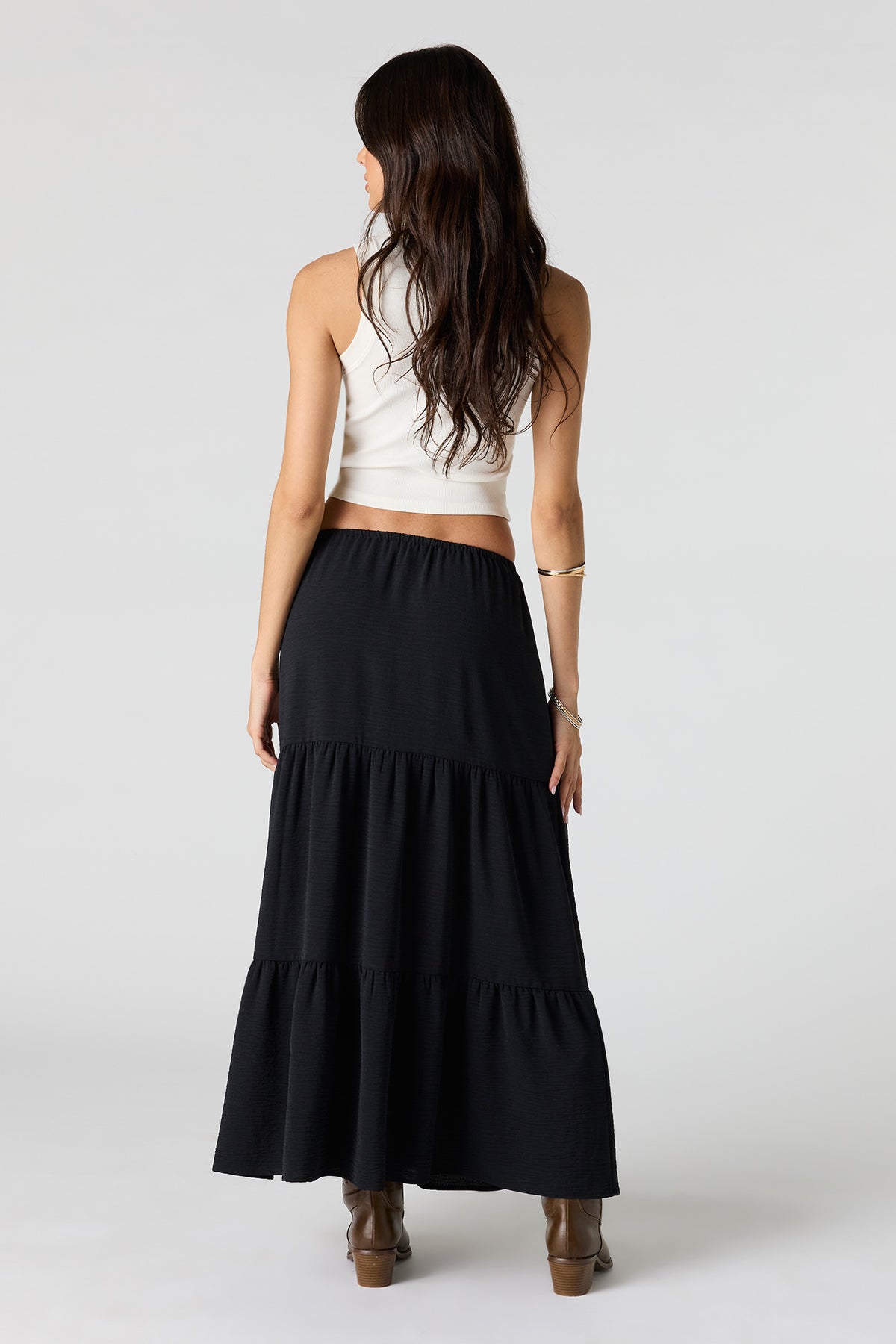 Alt View 3. Tiered Maxi Skirt - Black