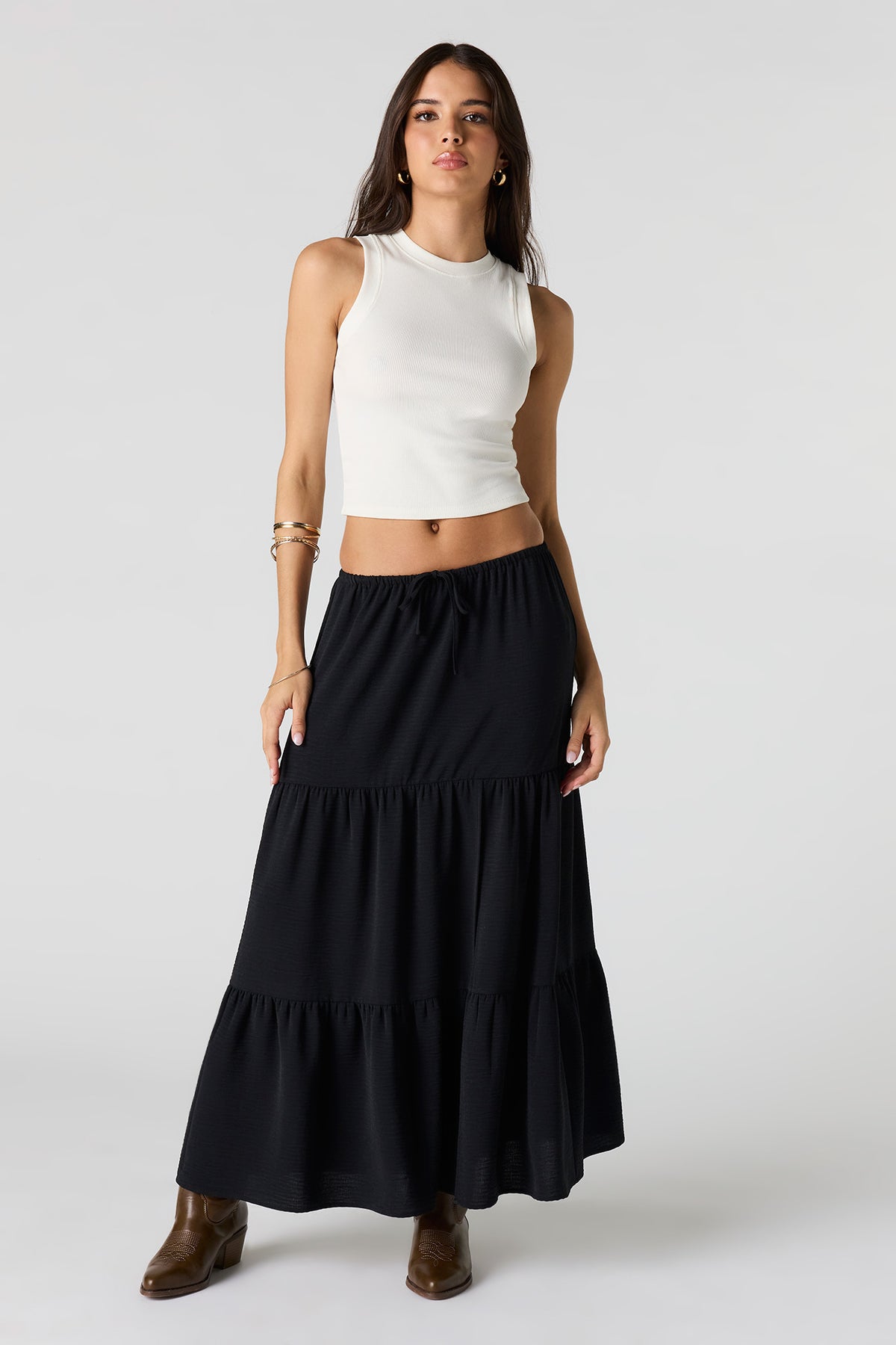 Tiered Maxi Skirt - Black
