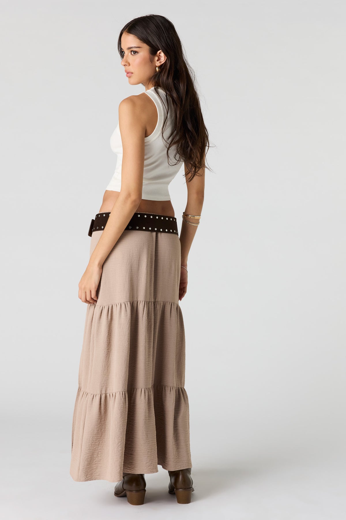 Alt View 3. Tiered Maxi Skirt - Cream