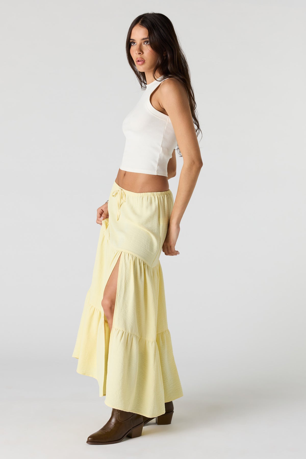 Alt View 2. Tiered Maxi Skirt - Yellow