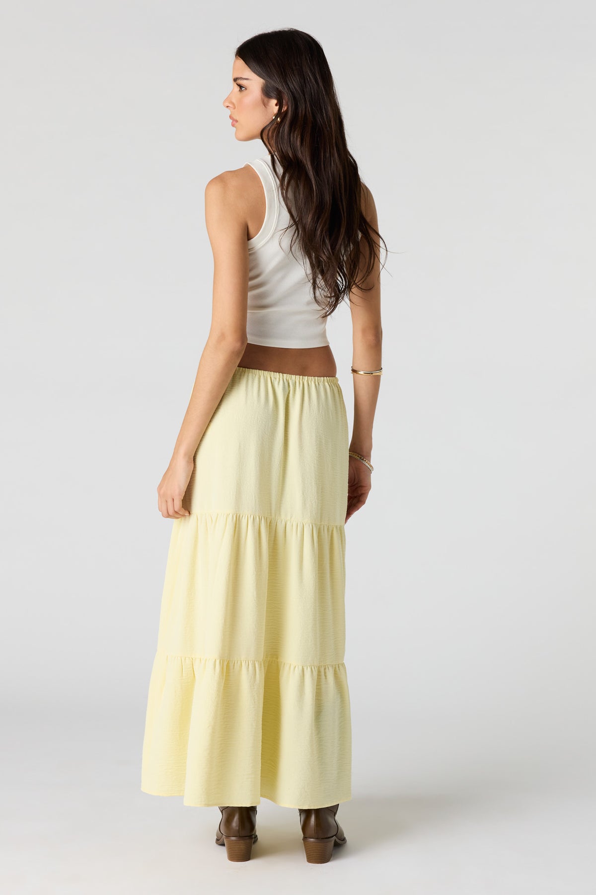 Alt View 3. Tiered Maxi Skirt - Yellow
