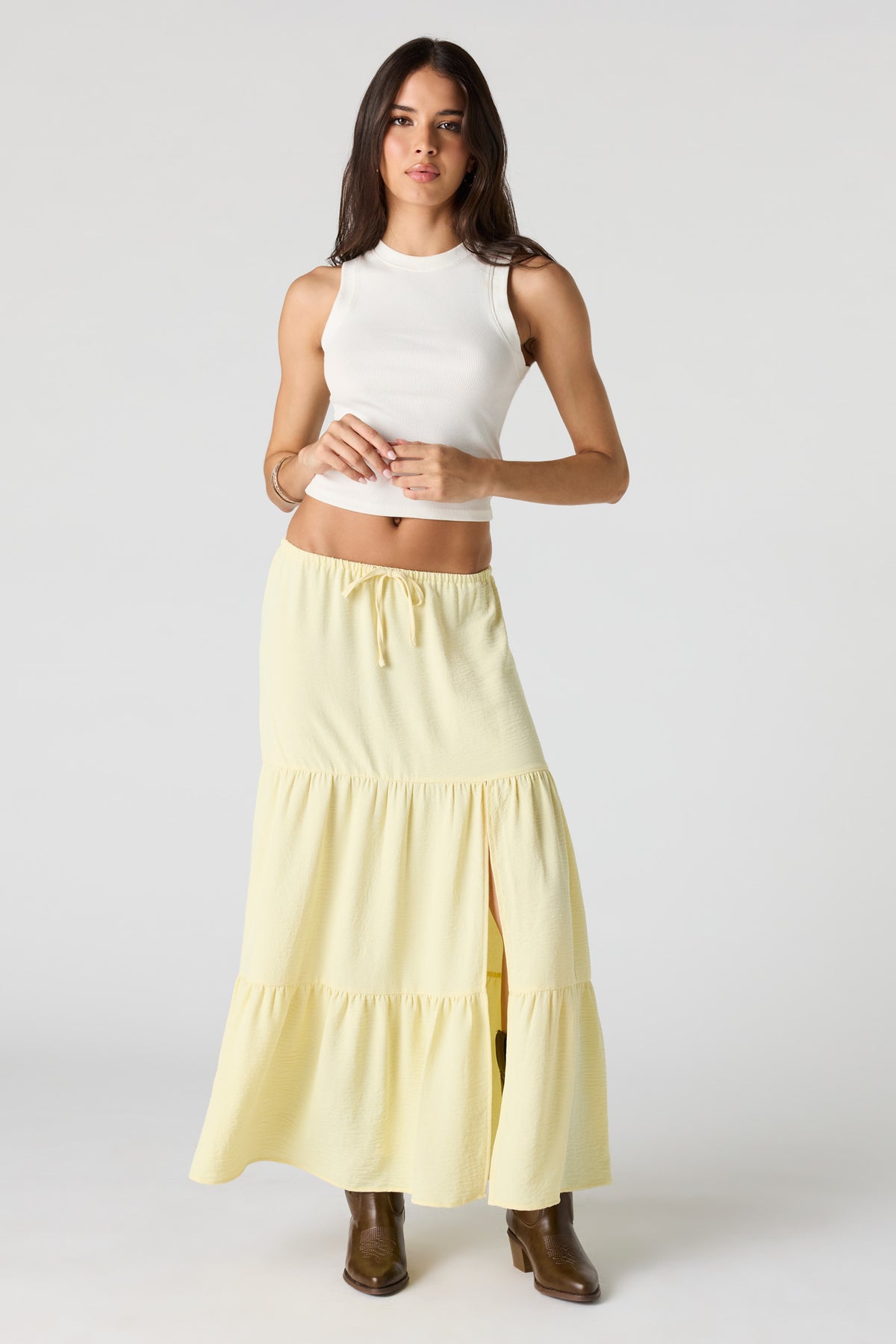 Tiered Maxi Skirt - Yellow