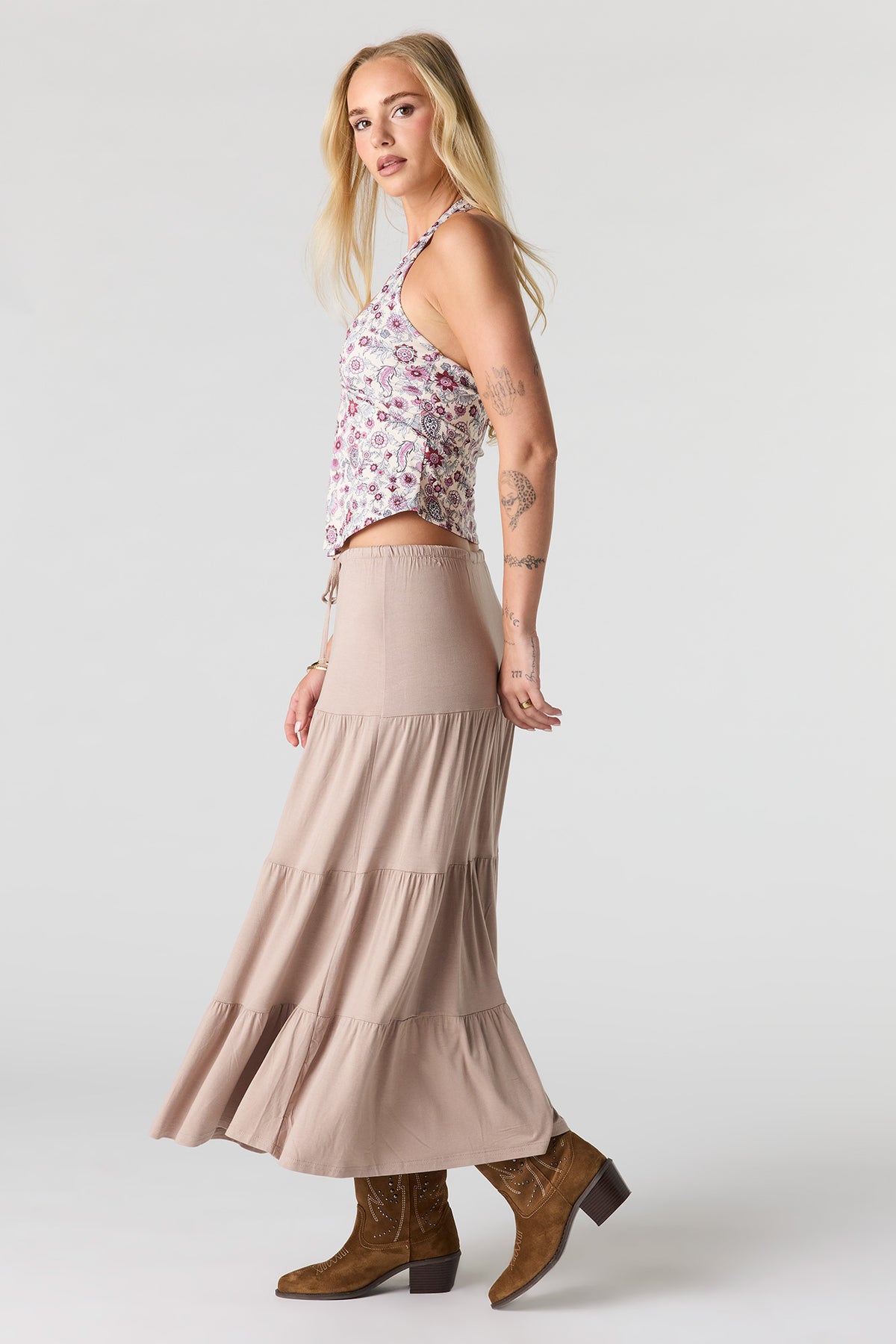 Alt View 2. Tiered Maxi Skirt - Taupe
