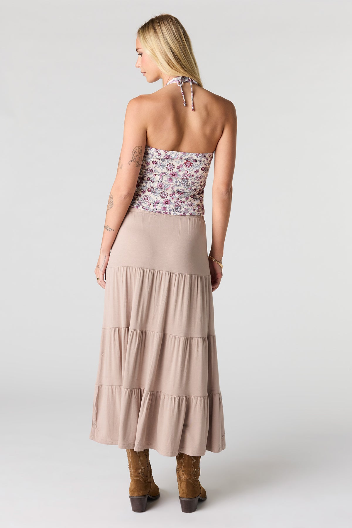 Alt View 3. Tiered Maxi Skirt - Taupe