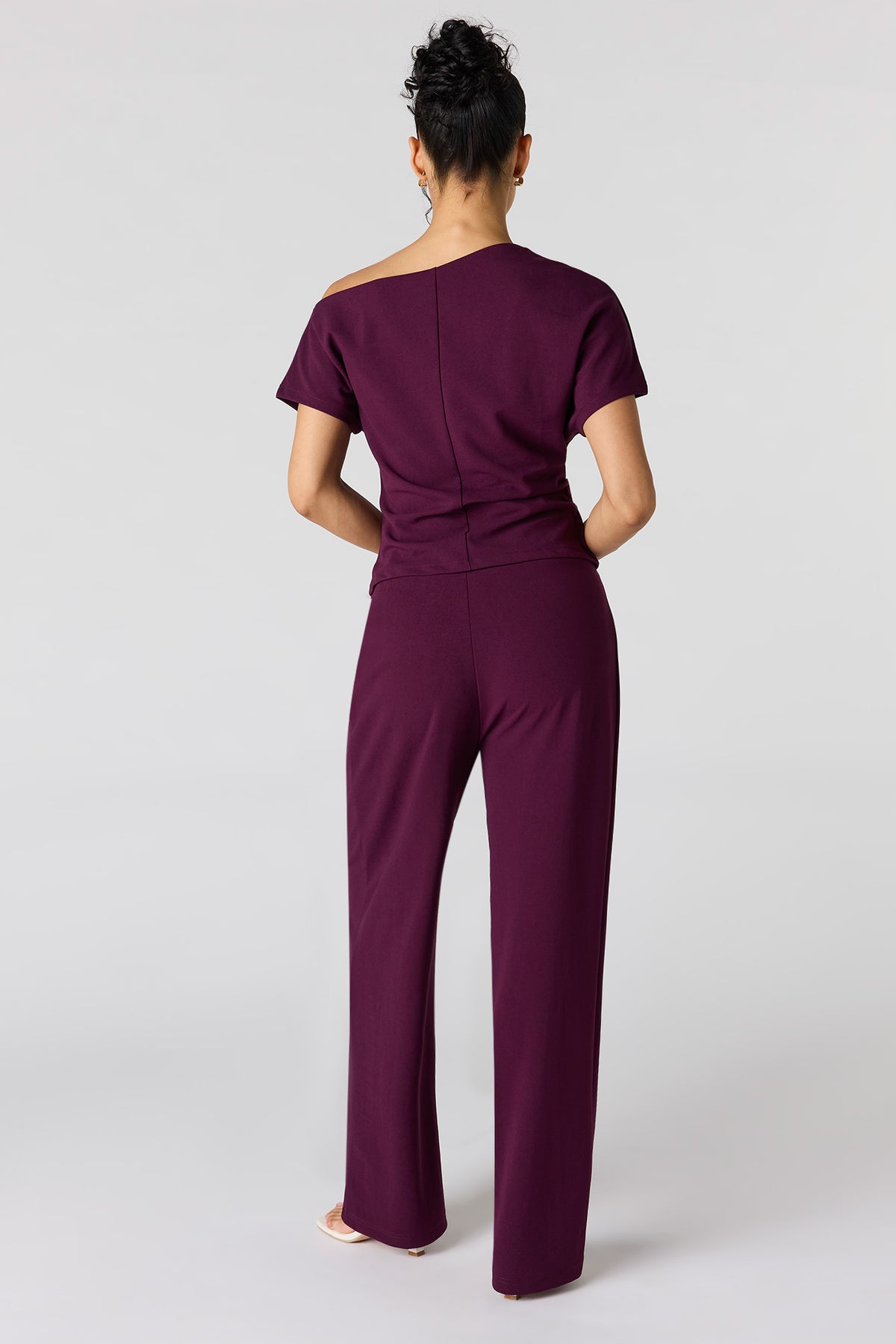 Alt View 3. Belted Pleated Wide Leg Pant - Eggplant