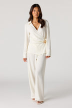 Textured Wide Leg Pant