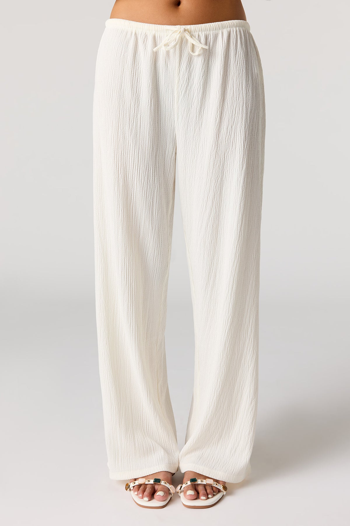 Alt View 2. Textured Wide Leg Pant - White