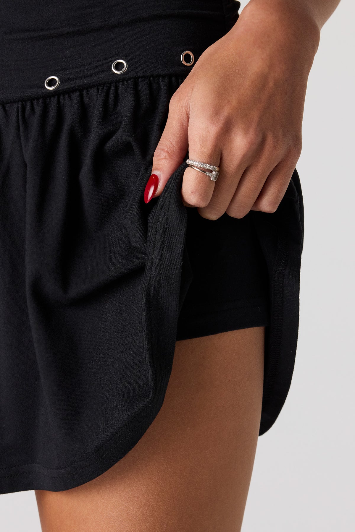 Alt View 4. Off-Shoulder Eyelet Romper Dress - Black