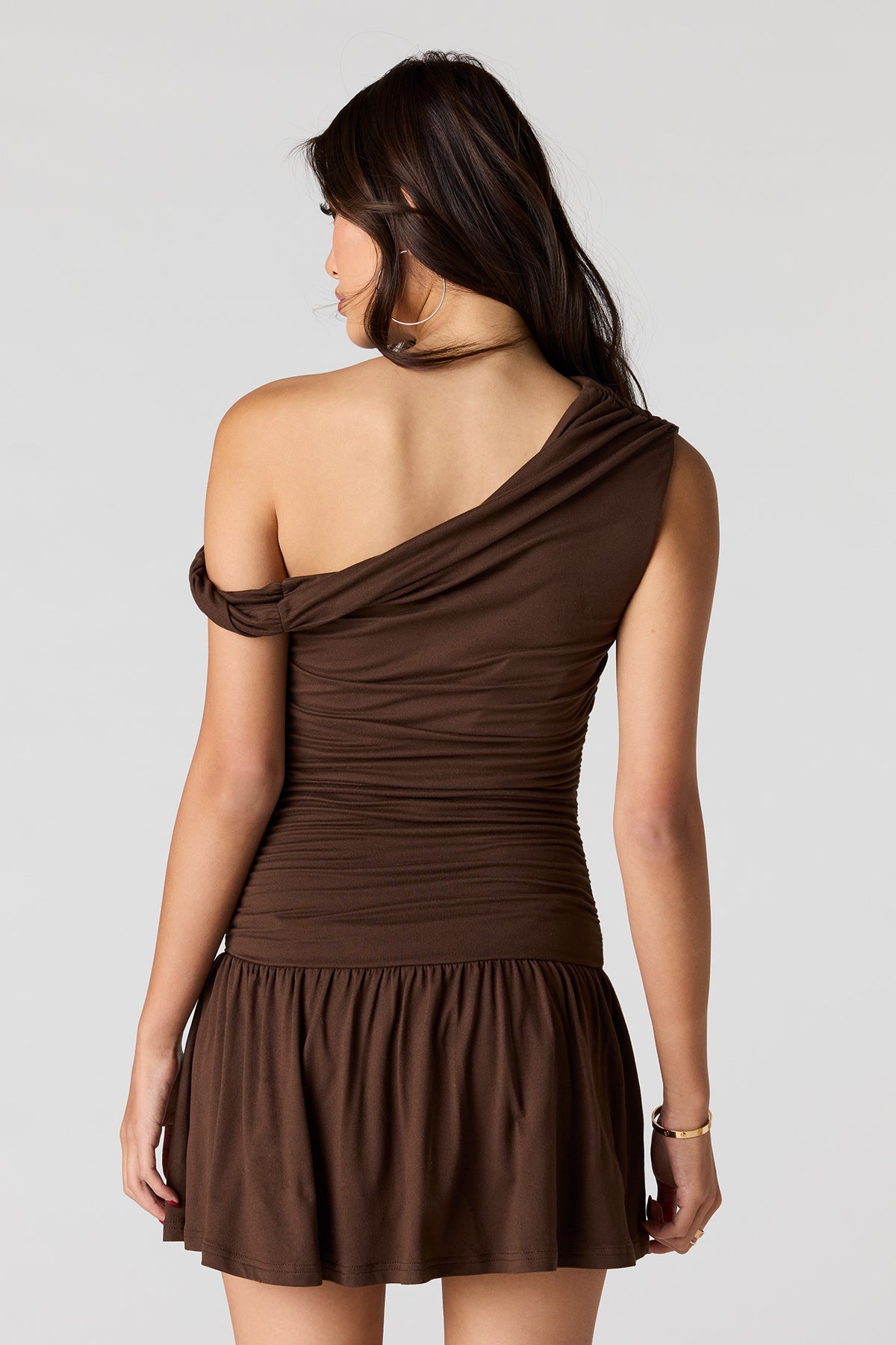 Alt View 2. Off-Shoulder Eyelet Romper Dress - Brown
