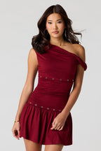 Off-Shoulder Eyelet Romper Dress