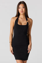Ribbed Mini Halter Dress