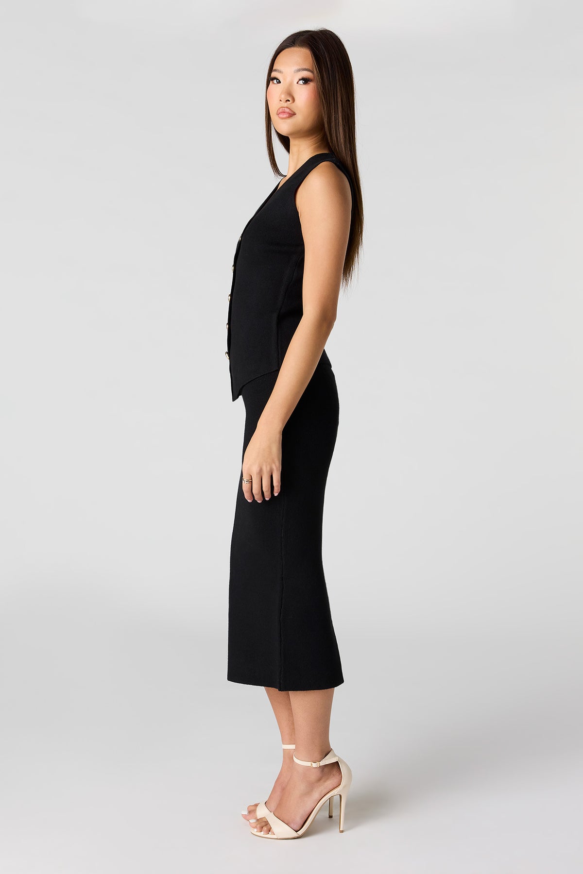 Alt View 2. Knit Midi Pencil Skirt - Black
