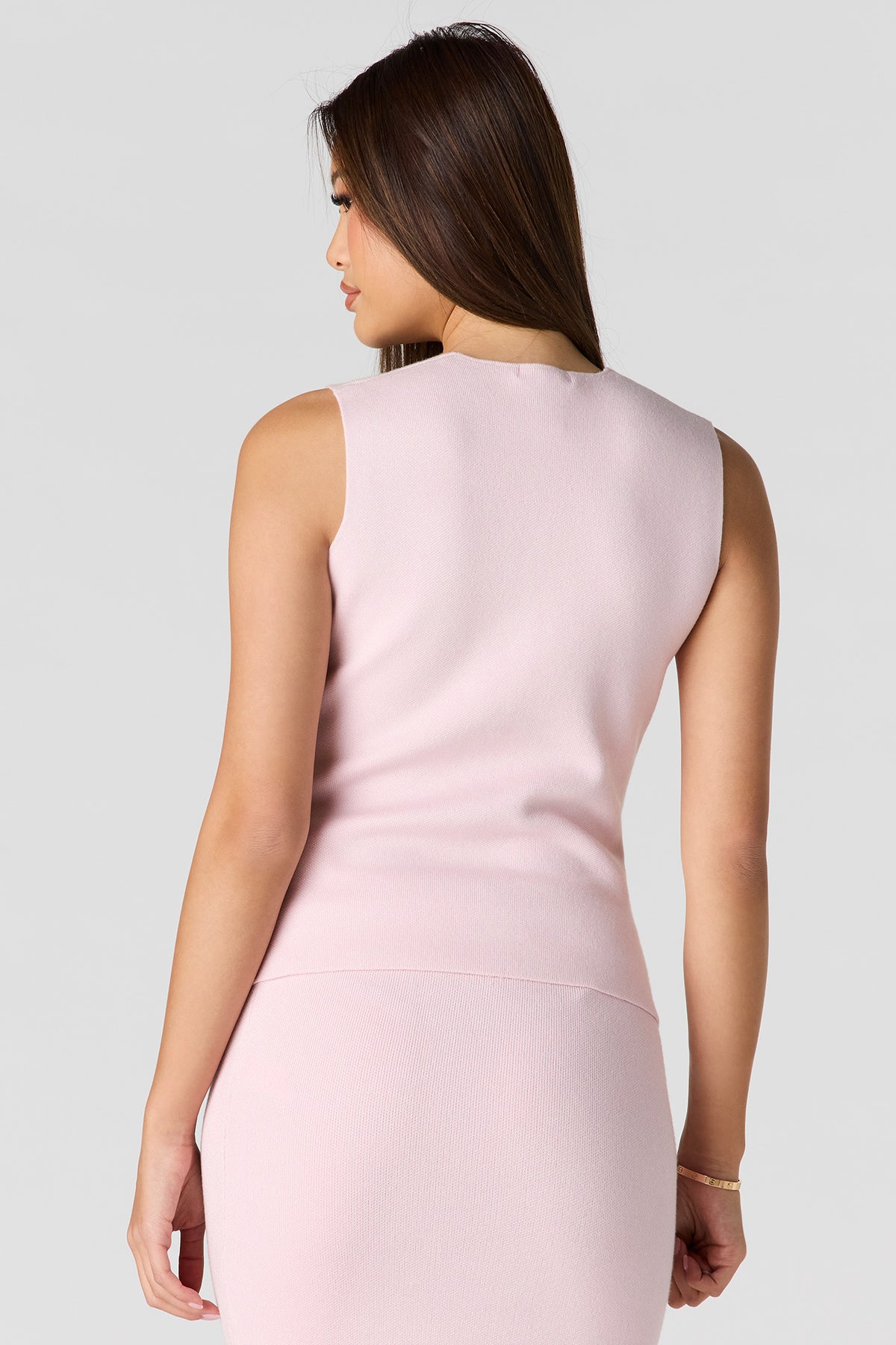 Alt View 2. Knit Button Front Vest - Light Pink
