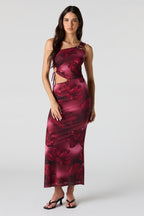 Mesh One Shoulder Maxi Dress