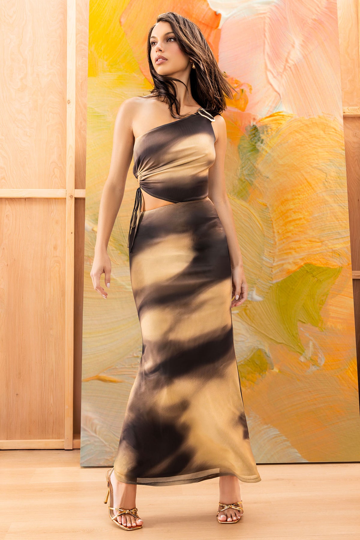 Mesh One Shoulder Maxi Dress – Urban Planet