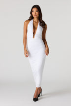 Contour Plunge Halter Midi Dress