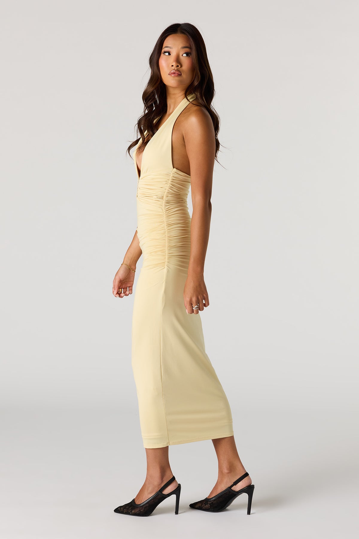 Contour Plunge Halter Midi Dress – Urban Planet