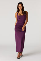 Ruched Halter Maxi Dress